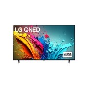 Ansicht der Vorderseite des LG QNED TV, QNED85 mit Text LG QNED und 2024 auf dem Bildschirm