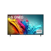Ansicht der Vorderseite des LG QNED TV, QNED85 mit Text LG QNED und 2024 auf dem Bildschirm