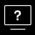 Das Easy Guide-Symbol. Ein Symbol eines Fernsehbildschirms mit einem Fragezeichen in der Mitte.