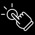 Quick Access-Symbol. Das Symbol eines Zeigefingers, der auf ein Symbol tippt, steht für Bequemlichkeit und Benutzerfreundlichkeit.