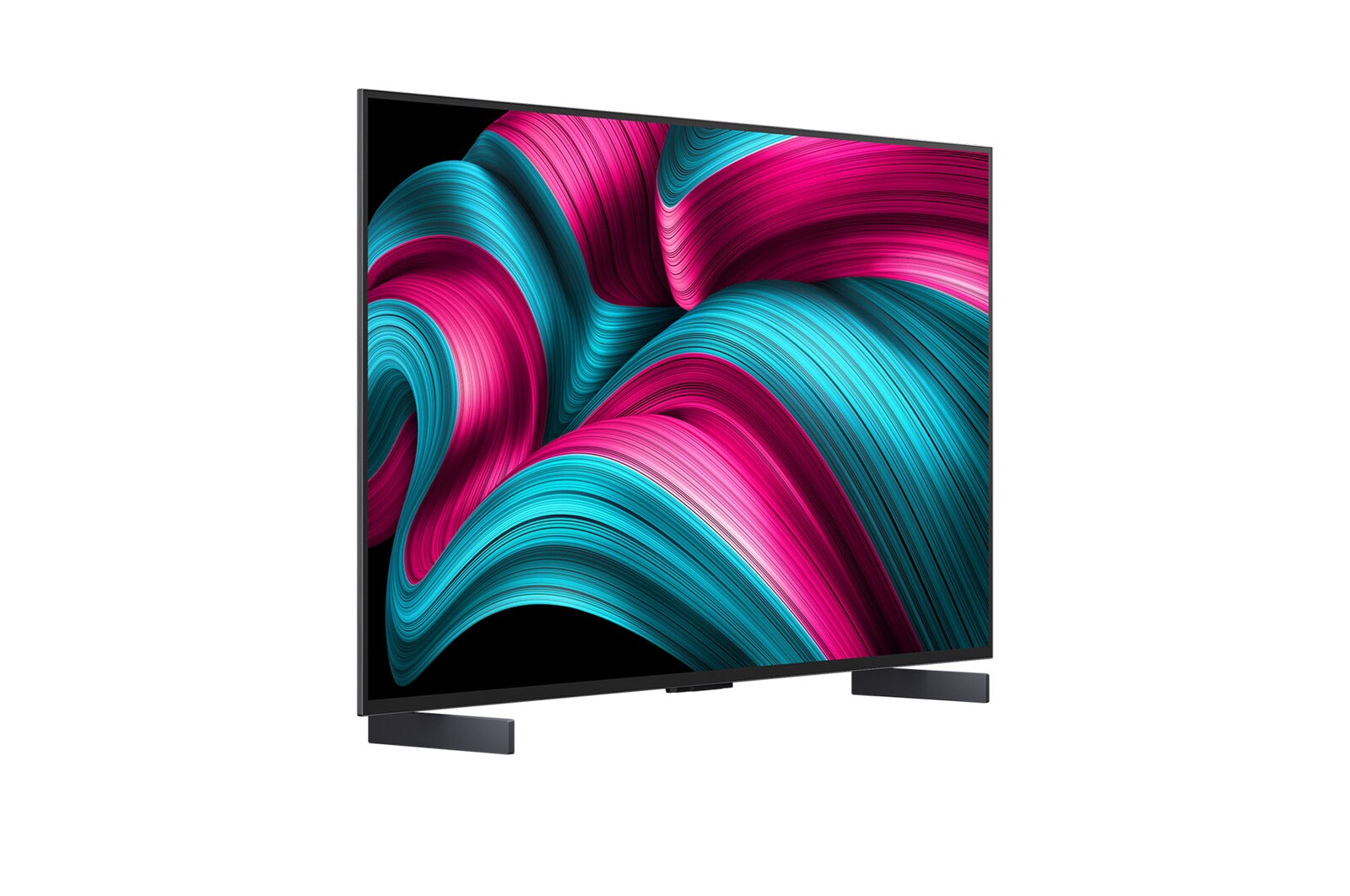 Leicht seitliche Ansicht des LG OLED evo AI C5 4K Smart TV.