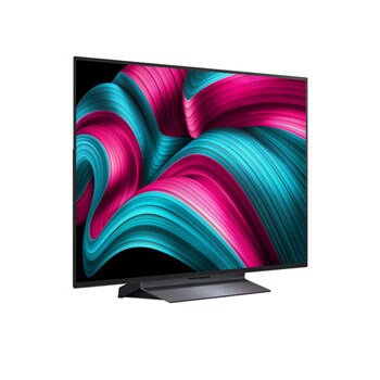 Leicht seitliche Ansicht des LG OLED evo AI C5 4K Smart TV.