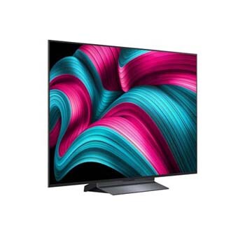 Leicht seitliche Ansicht des LG OLED evo AI C5 4K Smart TV.
