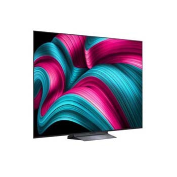 Leicht seitliche Ansicht des LG OLED evo AI C5 4K Smart TV.