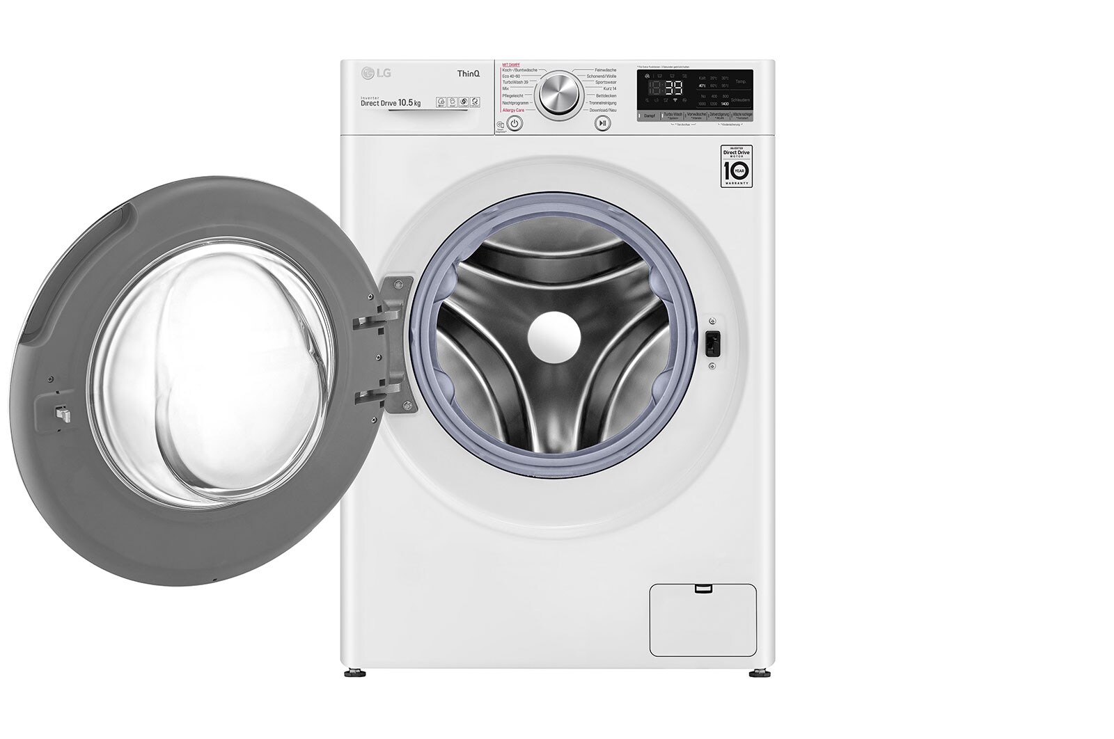 LG Waschmaschine mit AI DD® | 10,5 kg | Energieeffizienzklasse A | 1.400 U./Min. | Steam | TurboWash® 360° | Wi-Fi-Funktion, F4WV710P1E