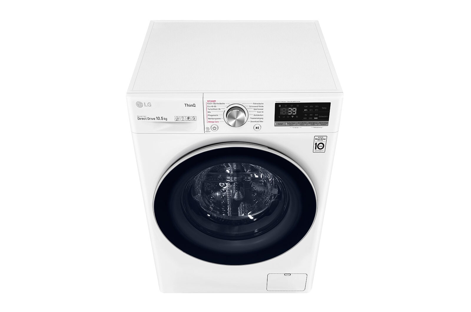 LG Waschmaschine mit AI DD® | 10,5 kg | Energieeffizienzklasse A | 1.400 U./Min. | Steam | TurboWash® 360° | Wi-Fi-Funktion, F4WV710P1E