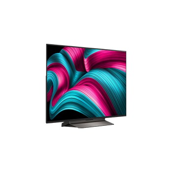Vue légèrement inclinée de la Smart TV LG OLED evo AI C5 4K.