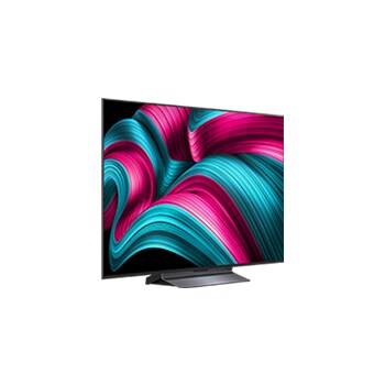 Vue légèrement inclinée de la Smart TV LG OLED evo AI C5 4K.