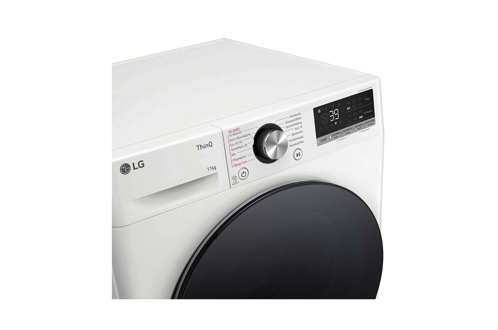 LG Lave-linge d'une capacité de 11 kg | EEK A | 1.400 tr/min. | Blanc avec anneau hublot noir | F4WR701Y, F4WR701Y