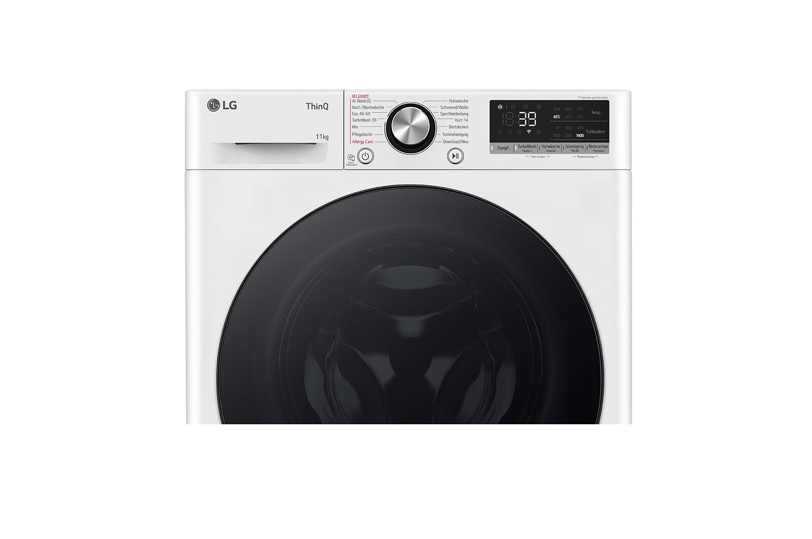 LG Lave-linge d'une capacité de 11 kg | EEK A | 1.400 tr/min. | Blanc avec anneau hublot noir | F4WR701Y, F4WR701Y