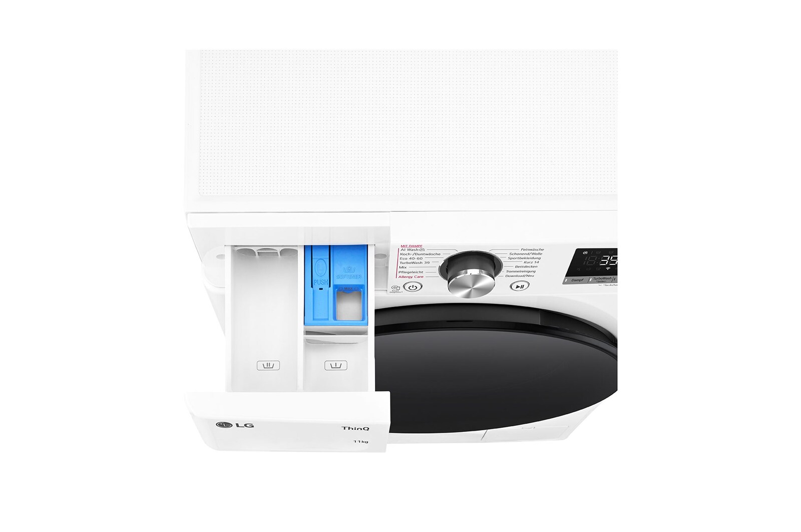 LG Lave-linge d'une capacité de 11 kg | EEK A | 1.400 tr/min. | Blanc avec anneau hublot noir | F4WR701Y, F4WR701Y