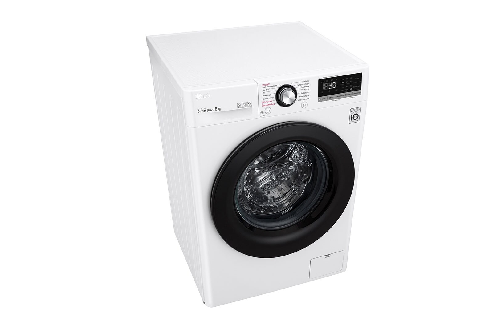 LG Lave-linge avec AI DD® | 8 kg | Classe d'efficacité énergétique C | 1 400 t/mn | Steam | 6 Motion®| Nouveau tambour bien-être, F4WV308SBCH