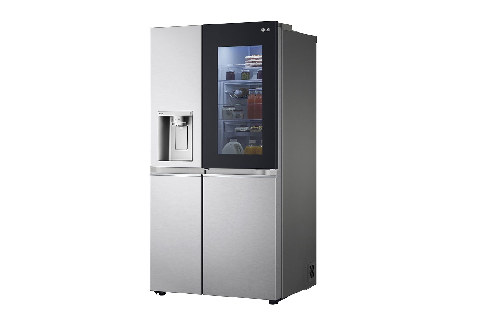 LG Side-by-Side avec InstaView Door-in-Door® | Boules de glace Craft | Distributeur de glace, glace pilée et eau | Capacité de 635 litres | Classe d'efficacité énergétique E | Raccordement fixe à l'eau | Brushed Steel | GSXV90BSDE, GSXV90BSDE