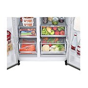 LG Side-by-Side avec InstaView Door-in-Door® | Boules de glace Craft | Distributeur de glace, glace pilée et eau | Capacité de 635 litres | Classe d'efficacité énergétique E | Raccordement fixe à l'eau | Brushed Steel | GSXV90BSDE, GSXV90BSDE