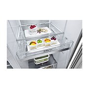 LG Side-by-Side avec InstaView Door-in-Door® | Boules de glace Craft | Distributeur de glace, glace pilée et eau | Capacité de 635 litres | Classe d'efficacité énergétique E | Raccordement fixe à l'eau | Brushed Steel | GSXV90BSDE, GSXV90BSDE
