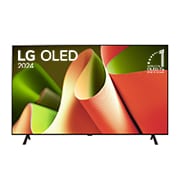 Front view with LG OLED TV, OLED B4, 11 Years of world number 1 OLED Emblem and webOS Re:New Program logo on screen with 2-pole stand