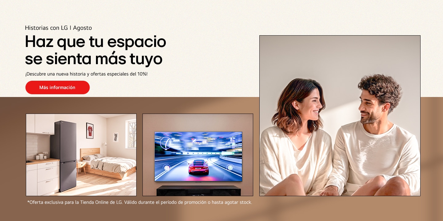 Imagen que muestra a una persona y electrodomésticos LG.