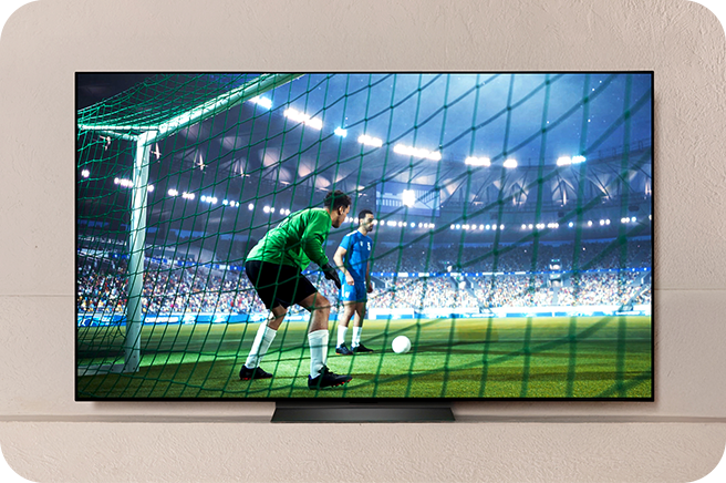 Imagen del TV OLED mostrando un partido de fútbol