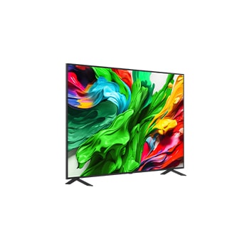 Vista lateral ligeramente inclinada hacia la derecha del TV LG QNED evo QNED85