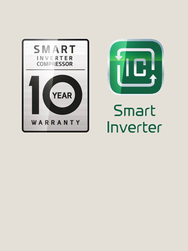 La imagen del compresor smart inverter 10 años de garantía.