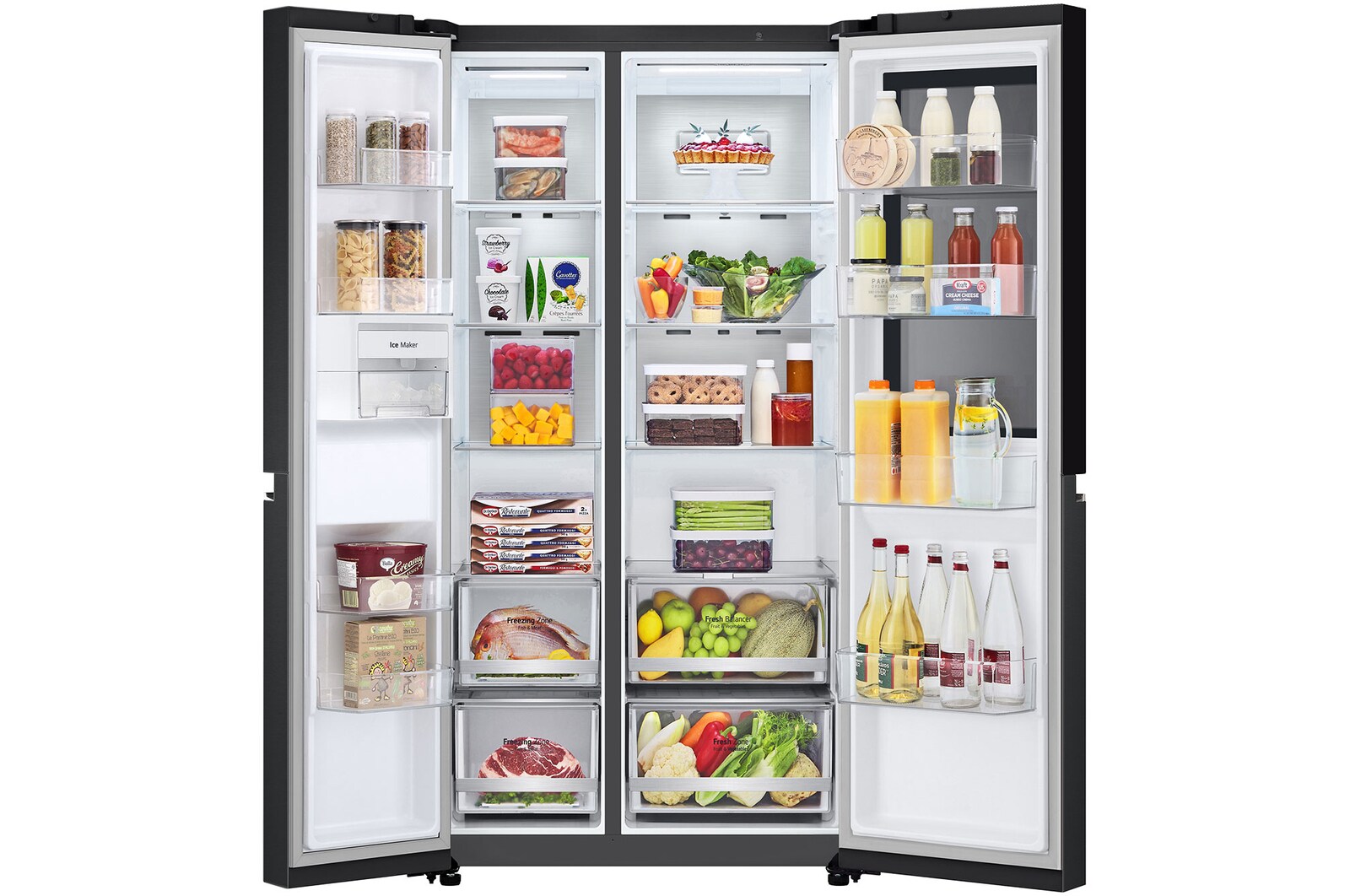 front view open door with food