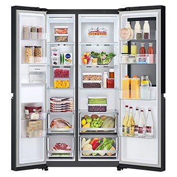 front view open door with food