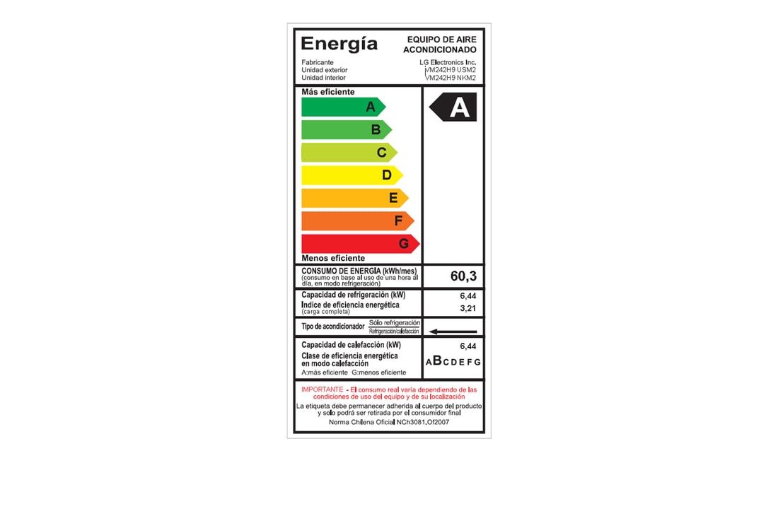 LG Aire Acondicionado Split, DUALCOOL Inverter 24,000 BTU, Frío y Calor, VM242H9.SSM2