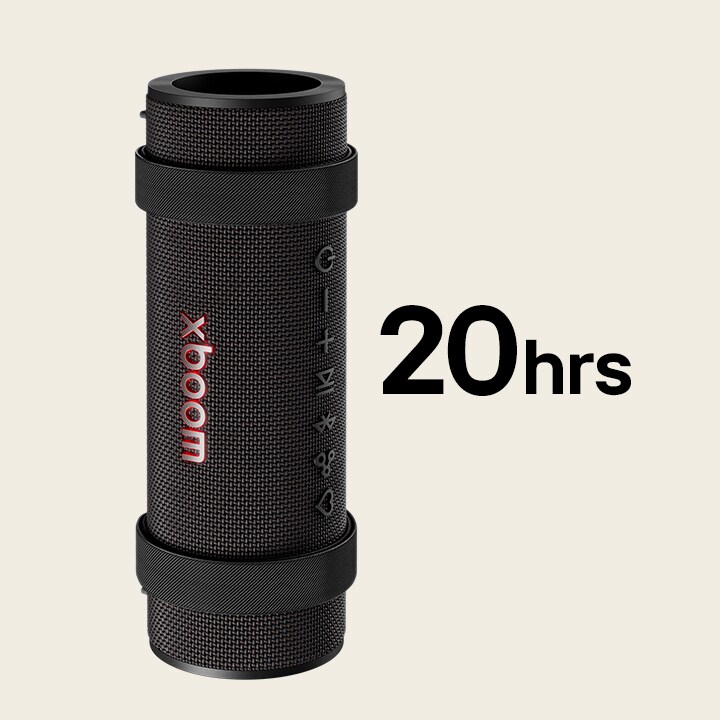 El xboom Grab está colocado verticalmente.