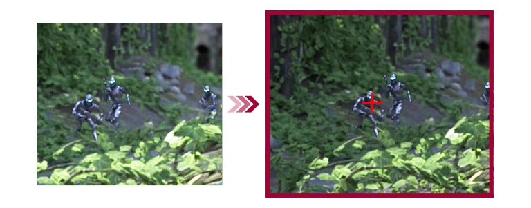 Una comparación de dos escenas de juego entre el modo convencional y el modo de punto de mira que ayuda a apuntar mejor