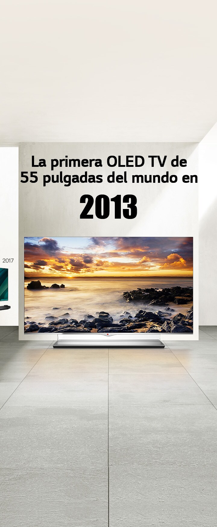 LG TV. El título dice “La primera OLED TV de 55 pulgadas del mundo en 2013”.