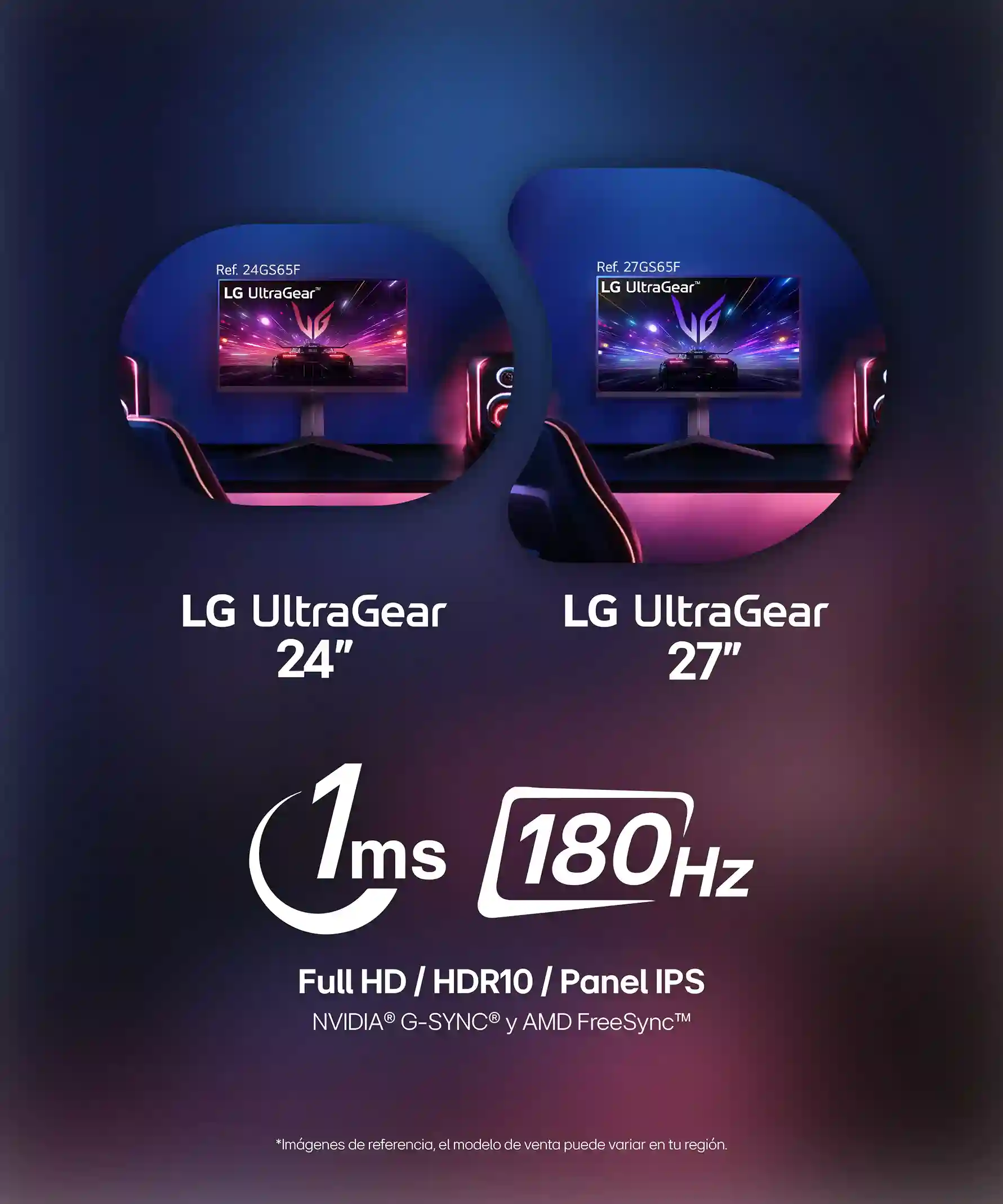 Monitores LG UltraGear de 24 y 27 pulgadas