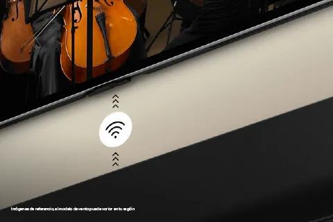 Televisor y barra de sonido con icono de wifi