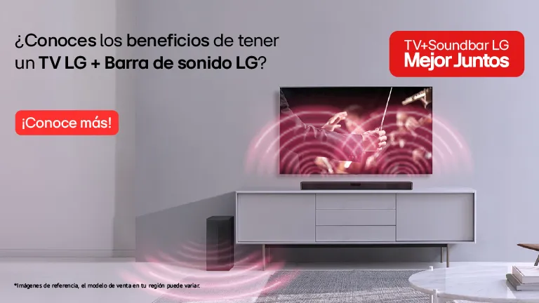 Televisor con barra de sonido LG en Sala de estar