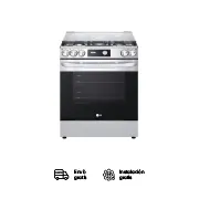 Vista frontal de la estufa LG LRGL5843S con horno de gran capacidad