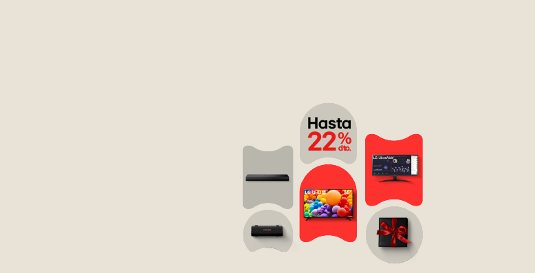 Productos LG televisores, barra de sonido, parlante, monitor hasta 22% dto.