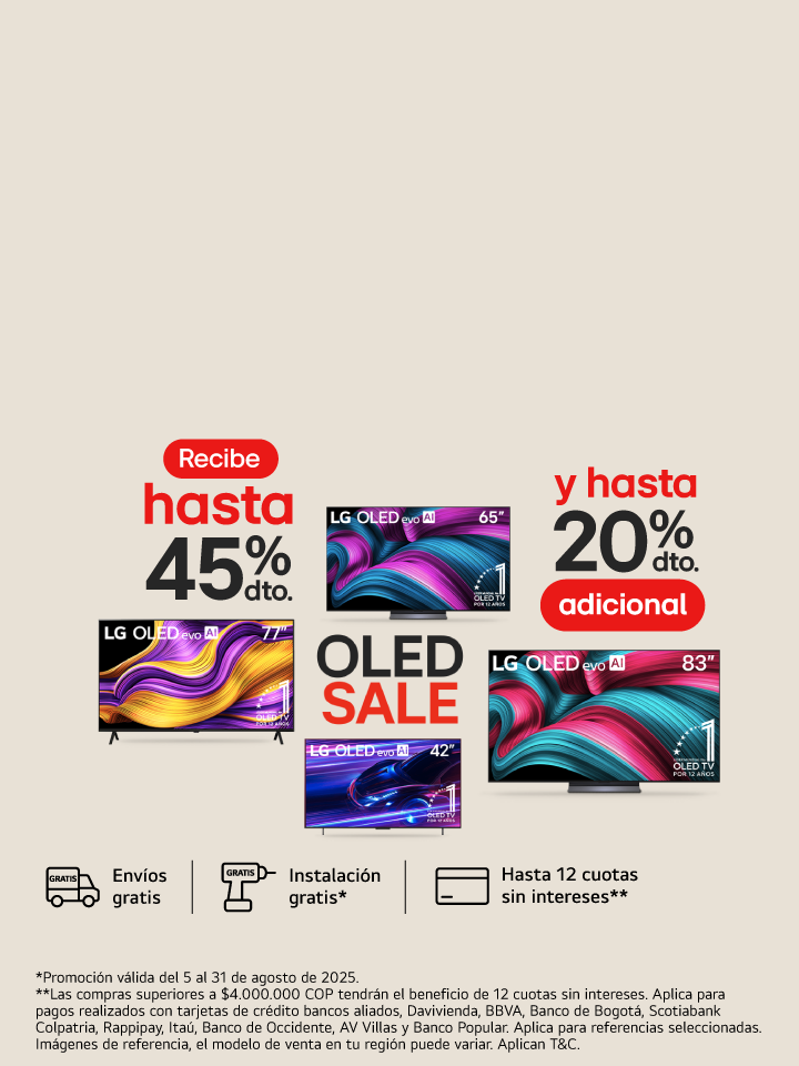 Banner promocional Oferta LG OLED evo: hasta 45% + 20% dto