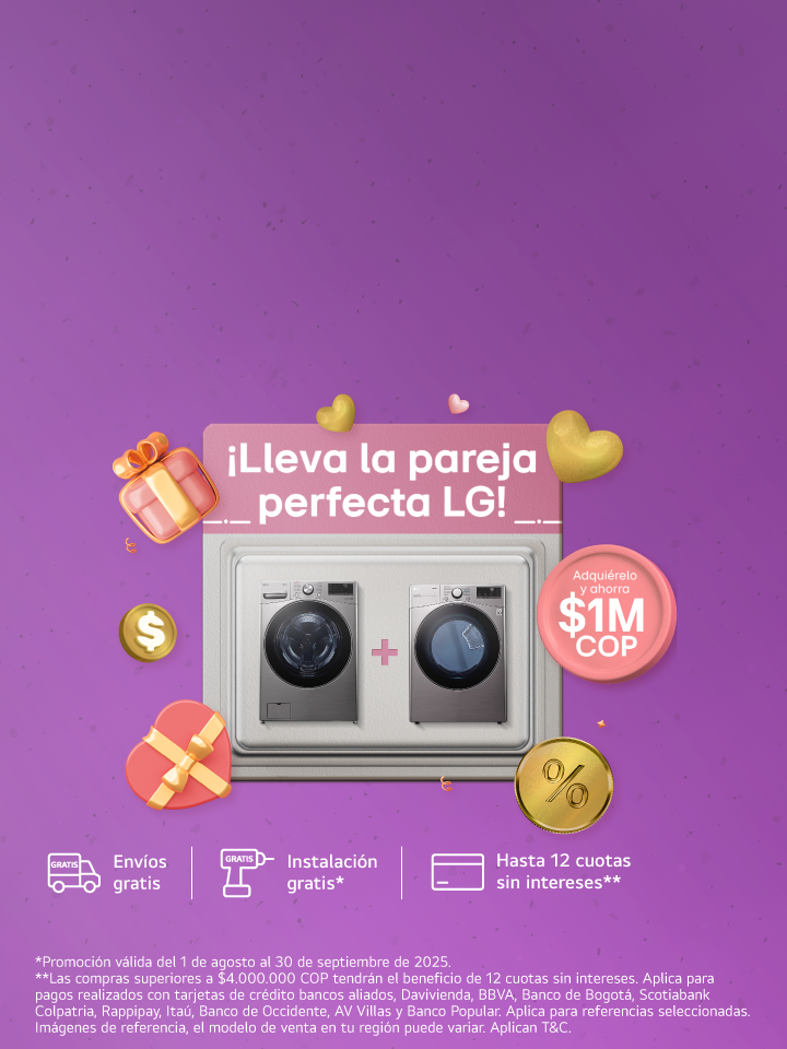Banner promocional para una oferta combinada de electrodoméstico LG para tu hogar