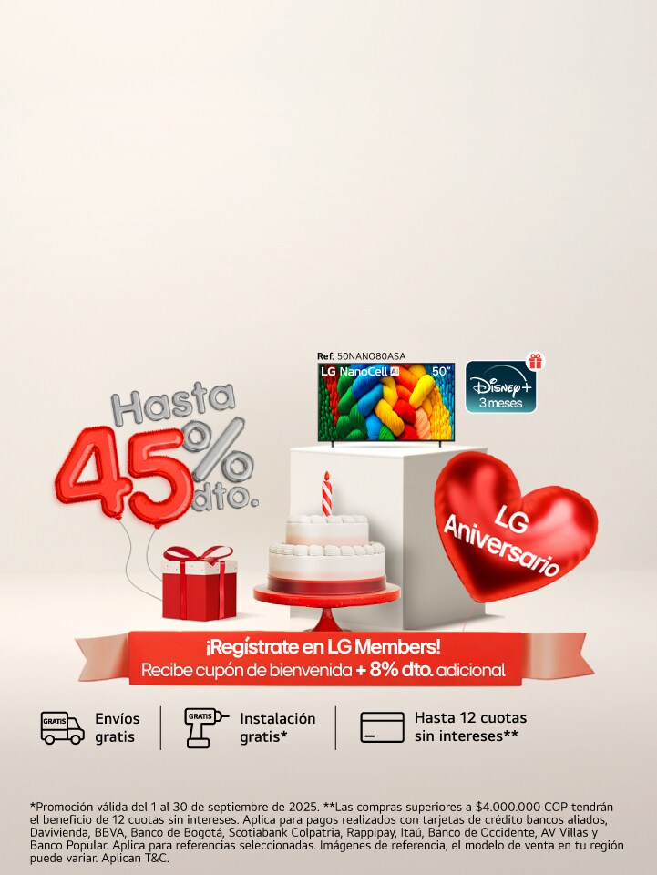Banner Aniversario LG, TV y más ara ti hasta un 45% de descuento