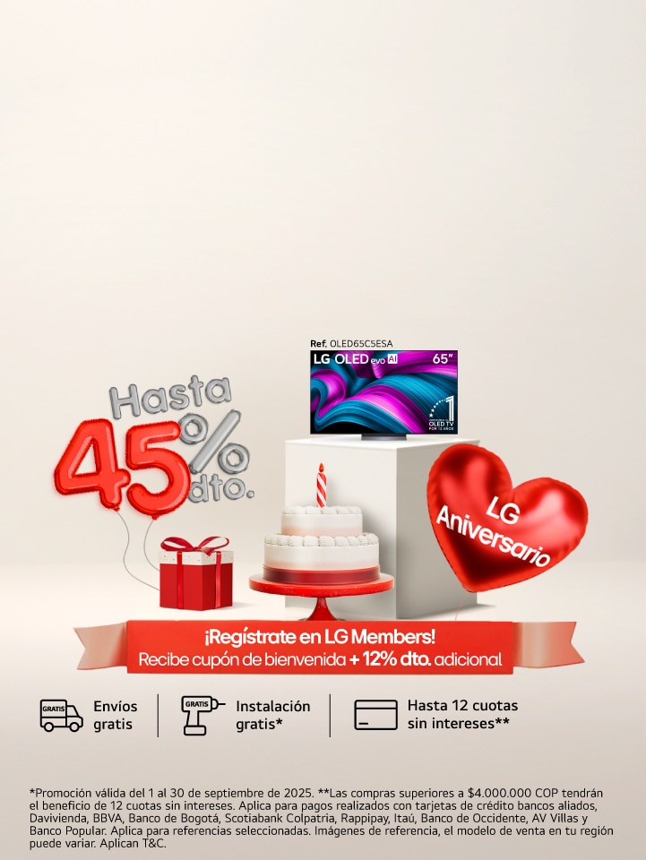 Banner Aniversario LG, TV y más ara ti hasta un 45% de descuento
