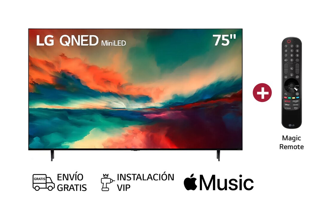 LG TV 75 Pulgadas QNED MiniLED 4K - 75QNED85SRA - Incluye Magic Remote, 75QNED85SRA