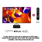 Vista frontal con LG OLED evo AI TV, OLED G4, emblema de 11 años como líder mundial OLED y logotipo del webOS Re:New Program en la pantalla