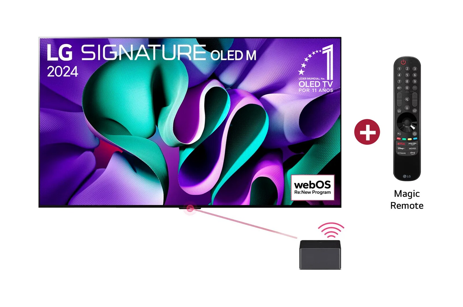 Vista frontal con LG OLED TV, OLED M4 SIGNATURE 