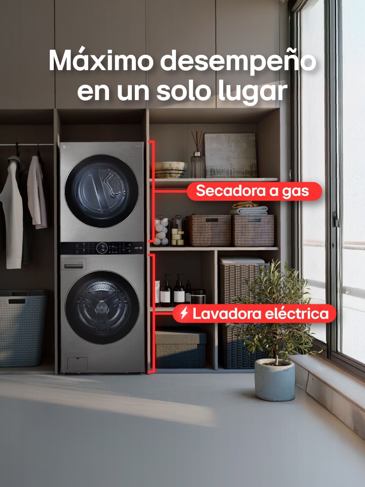 LG Máximo desempeño en un solo lugar LG WashTower unificada.