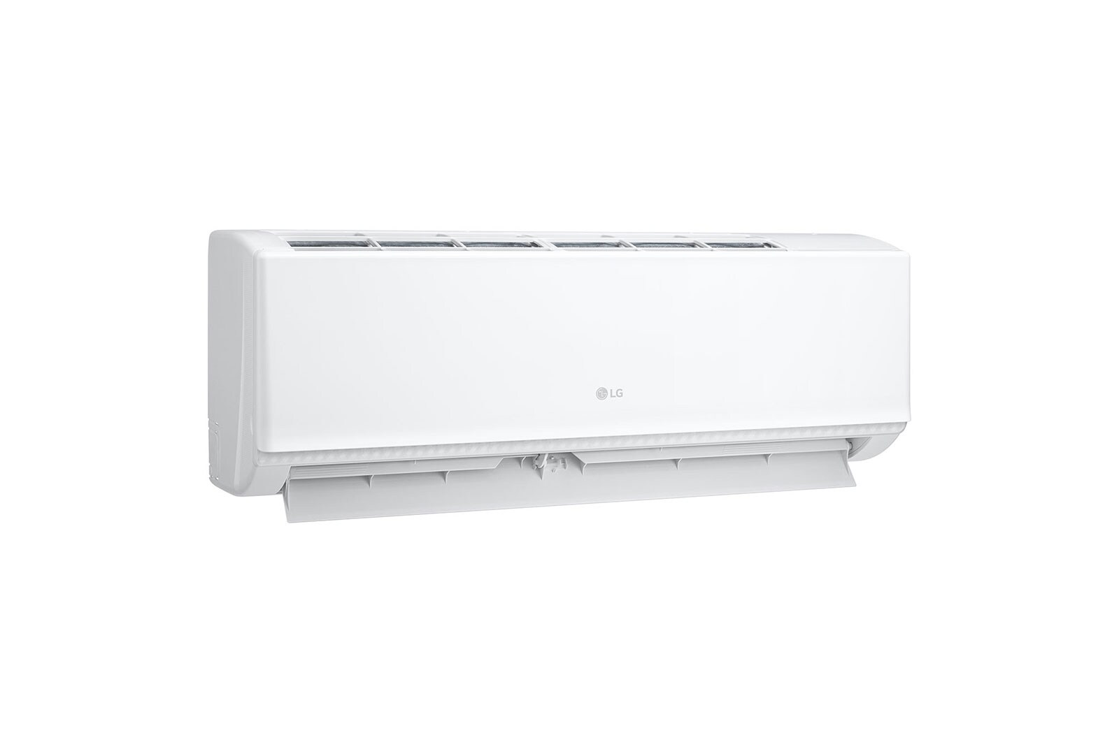 Vista frontal lateral izquierda aire acondicionado LG 12000 BTU