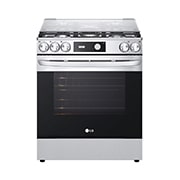 Vista frontal de la estufa LG LRGL5843S con horno de gran capacidad