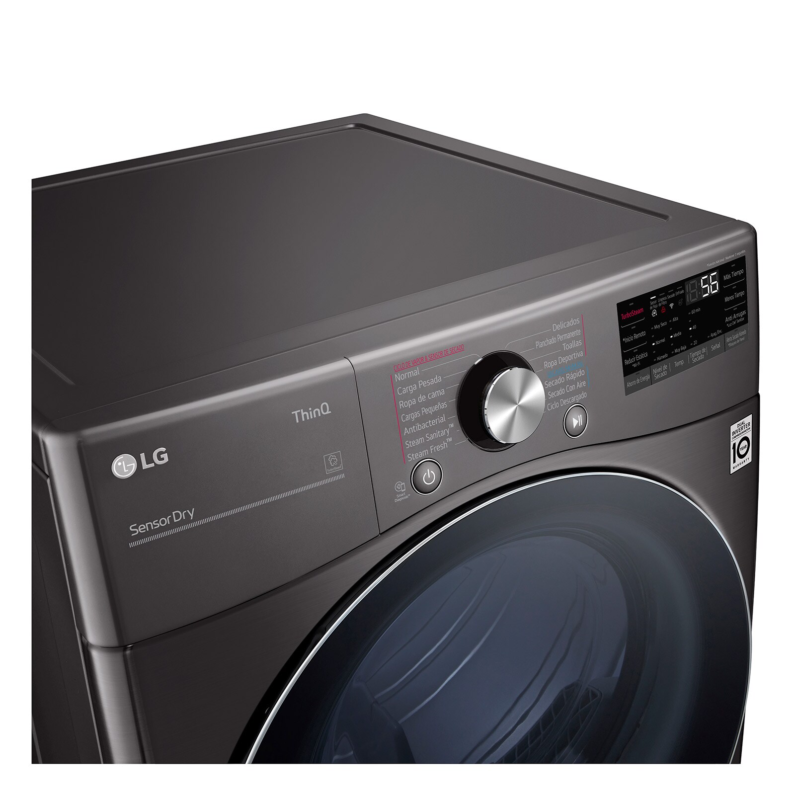 LG Secadora Carga Frontal - DF22BV2SR - 22kg/48lbs - Color Negro - ThinQ, DF22BV2SR