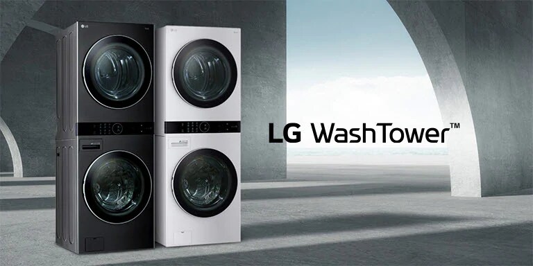 LG WashTower integrada en un solo cuerpo para lavado y secado.