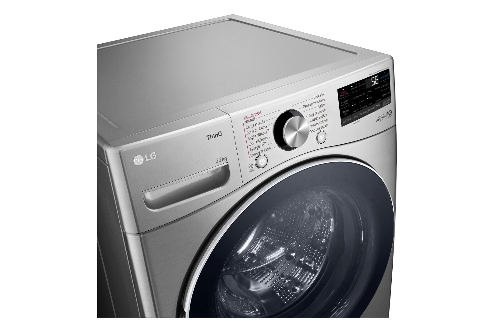 LG Lavadora Carga Frontal - 22kg/48lbs - AIDD - Gris - WM22VV2S6BR, WM22VV2S6BR