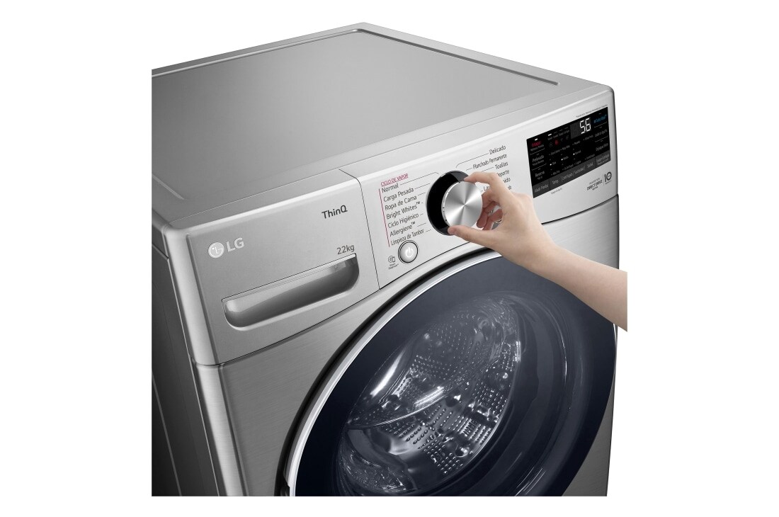 LG Lavadora LG Carga Frontal 22Kg Plata AIDD™ TurboWash™ Steam™, WM22VV2S6BR