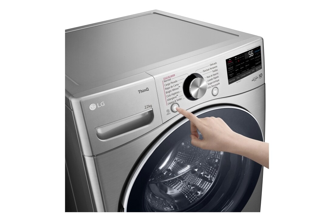 LG Lavadora LG Carga Frontal 22Kg Plata AIDD™ TurboWash™ Steam™, WM22VV2S6BR